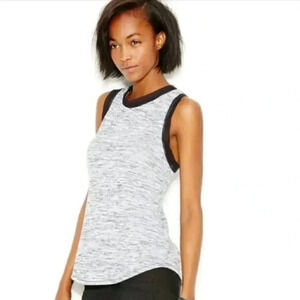 Rachel Rachel Roy Gray & Black Mesh Contrast Tank Top M